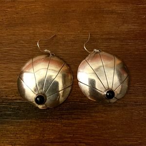 Vintage Sterling Silver Onyx Earrings